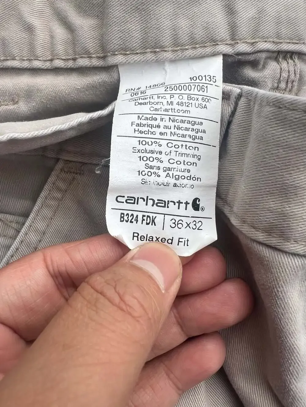 Carhartt B324 FDK Relaxed Fit Carpenter Work Pants in Khaki